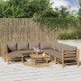 Set de muebles de jardín 9 piezas bambú y cojines gris taupé en Conjuntos de jardín | Comprar online en Foru.es