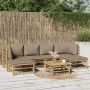 Set de muebles de jardín 7 piezas bambú y cojines gris taupe en Conjuntos de jardín | Comprar online en Foru.es