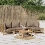 Set de muebles de jardín 6 piezas bambú con cojines gris taupé en Conjuntos de jardín | Comprar online en Foru.es