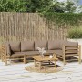 Set de muebles de jardín 6 piezas bambú con cojines gris taupé en Conjuntos de jardín | Comprar online en Foru.es