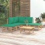 Set de muebles de jardín 6 piezas bambú con cojines verde en Conjuntos de jardín | Comprar online en Foru.es