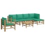 Set de muebles de jardín 7 piezas bambú con cojines verde en Conjuntos de jardín | Comprar online en Foru.es