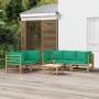 Set de muebles de jardín 6 piezas bambú con cojines verde en Conjuntos de jardín | Comprar online en Foru.es