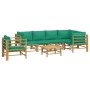 Set de muebles de jardín 7 piezas bambú con cojines verde en Conjuntos de jardín | Comprar online en Foru.es