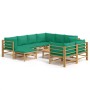 Set de muebles de jardín 10 piezas bambú con cojines verde en Conjuntos de jardín | Comprar online en Foru.es