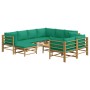 Set de muebles de jardín 10 piezas bambú con cojines verde en Conjuntos de jardín | Comprar online en Foru.es