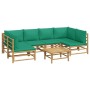 Set de muebles de jardín 7 piezas bambú con cojines verde en Conjuntos de jardín | Comprar online en Foru.es