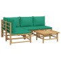 Set de muebles de jardín 5 piezas bambú con cojines verde en Conjuntos de jardín | Comprar online en Foru.es