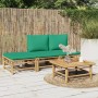 Set de muebles de jardín 4 piezas bambú con cojines verde en Conjuntos de jardín | Comprar online en Foru.es