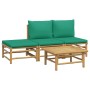 Set de muebles de jardín 4 piezas bambú con cojines verde en Conjuntos de jardín | Comprar online en Foru.es