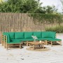 Set de muebles de jardín 8 piezas bambú con cojines verde en Conjuntos de jardín | Comprar online en Foru.es