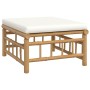 Set de muebles de jardín 4 piezas bambú y cojines blanco crema en Conjuntos de jardín | Comprar online en Foru.es