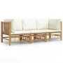 Set de muebles de jardín 3 piezas bambú y cojines blanco crema en Conjuntos de jardín | Comprar online en Foru.es