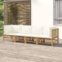 Set de muebles de jardín 4 piezas bambú y cojines blanco crema en Conjuntos de jardín | Comprar online en Foru.es