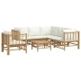 Set de muebles de jardín 7 piezas bambú y cojines blanco crema en Conjuntos de jardín | Comprar online en Foru.es