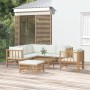 Set de muebles de jardín 8 piezas bambú y cojines blanco crema en Conjuntos de jardín | Comprar online en Foru.es
