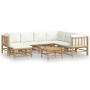 Set de muebles de jardín 8 piezas bambú y cojines blanco crema en Conjuntos de jardín | Comprar online en Foru.es