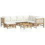 Set de muebles de jardín 8 piezas bambú y cojines blanco crema en Conjuntos de jardín | Comprar online en Foru.es