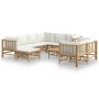 Set de muebles de jardín 10 piezas bambú y cojines blanco crema en Conjuntos de jardín | Comprar online en Foru.es