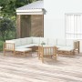 Set de muebles de jardín 12 piezas bambú y cojines blanco crema en Conjuntos de jardín | Comprar online en Foru.es