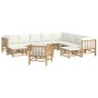 Set de muebles de jardín 12 piezas bambú y cojines blanco crema en Conjuntos de jardín | Comprar online en Foru.es