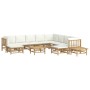 Set de muebles de jardín 12 piezas bambú y cojines blanco crema en Conjuntos de jardín | Comprar online en Foru.es
