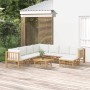 Set de muebles de jardín 9 piezas bambú y cojines blanco crema en Conjuntos de jardín | Comprar online en Foru.es