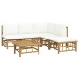 Set de muebles de jardín 6 piezas bambú y cojines blanco crema en Conjuntos de jardín | Comprar online en Foru.es