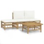 Set de muebles de jardín 4 piezas bambú y cojines blanco crema en Conjuntos de jardín | Comprar online en Foru.es