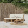 Set de muebles de jardín 3 piezas bambú y cojines blanco crema en Conjuntos de jardín | Comprar online en Foru.es