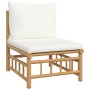 Set de muebles de jardín 7 piezas bambú y cojines blanco crema en Conjuntos de jardín | Comprar online en Foru.es