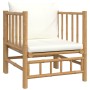 Set de muebles de jardín 7 piezas bambú y cojines blanco crema en Conjuntos de jardín | Comprar online en Foru.es