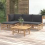 Set de muebles de jardín 5 piezas bambú con cojines gris oscuro en Conjuntos de jardín | Comprar online en Foru.es