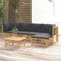 Set de muebles de jardín 6 piezas bambú con cojines gris oscuro en Conjuntos de jardín | Comprar online en Foru.es