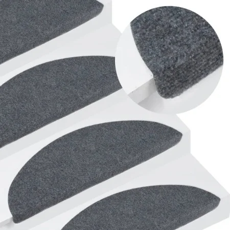 Alfombrilla autoadhesiva de escalera 15 uds gris 65x22,5x3,5 cm de vidaXL, Alfombrillas para escalones - Ref: Foro24-136397, ...