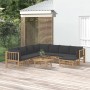 Set de muebles de jardín 9 piezas bambú con cojines gris oscuro en Conjuntos de jardín | Comprar online en Foru.es
