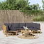 Set de muebles de jardín 7 piezas bambú con cojines gris oscuro en Conjuntos de jardín | Comprar online en Foru.es