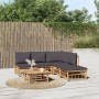 Set de muebles de jardín 6 piezas bambú con cojines gris oscuro en Conjuntos de jardín | Comprar online en Foru.es