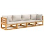 Set muebles de jardín 4 pzas madera maciza y cojines gris claro en Conjuntos de jardín | Comprar online en Foru.es