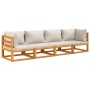Set muebles de jardín 4 pzas madera maciza y cojines gris claro en Conjuntos de jardín | Comprar online en Foru.es