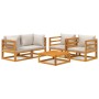 Set muebles de jardín 5 pzas madera maciza y cojines gris claro en Conjuntos de jardín | Comprar online en Foru.es