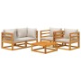 Set muebles de jardín 5 pzas madera maciza y cojines gris claro en Conjuntos de jardín | Comprar online en Foru.es
