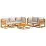 Set muebles de jardín 6 pzas madera maciza y cojines gris claro en Conjuntos de jardín | Comprar online en Foru.es