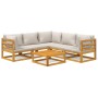 Set muebles de jardín 6 pzas madera maciza y cojines gris claro en Conjuntos de jardín | Comprar online en Foru.es
