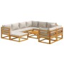 Set muebles jardín 10 pzas madera maciza y cojines gris claro en Conjuntos de jardín | Comprar online en Foru.es