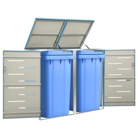 Cobertizo para dos contenedores basura acero 138x77,5x112,5 cm de vidaXL, Soportes para contenedores de residuos - Ref: Foro2...