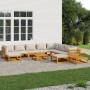 Set muebles jardín 12 pzas madera maciza y cojines gris claro en Conjuntos de jardín | Comprar online en Foru.es