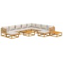 Set muebles jardín 12 pzas madera maciza y cojines gris claro en Conjuntos de jardín | Comprar online en Foru.es
