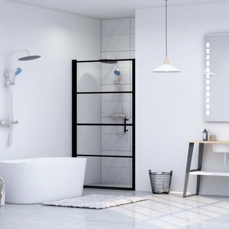 Puerta de ducha de vidrio templado negro 100x178 cm de vidaXL, Puertas de ducha - Ref: Foro24-146885, Precio: 192,01 €, Descu...
