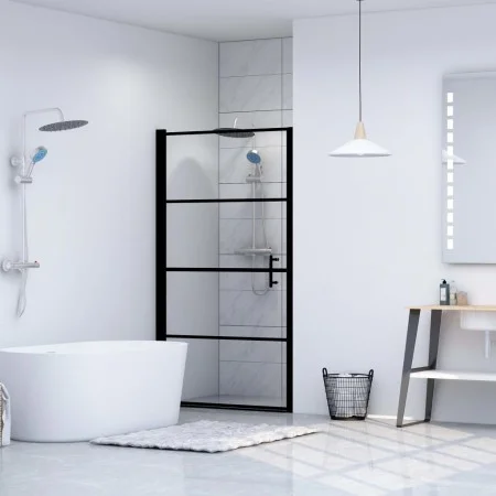 Puerta de ducha de vidrio templado negro 100x178 cm de vidaXL, Puertas de ducha - Ref: Foro24-146885, Precio: 188,93 €, Descu...
